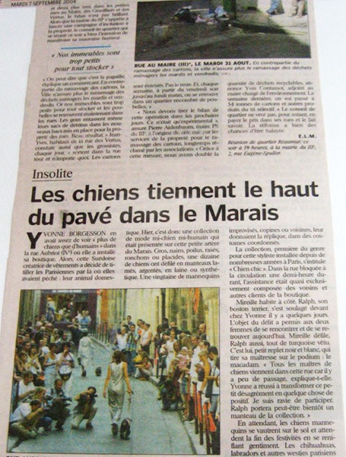 Yvonne Borjesson Chien Chic Press, Le Parisien